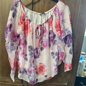 VENUS Floral Blouse - Red and Purple size 4